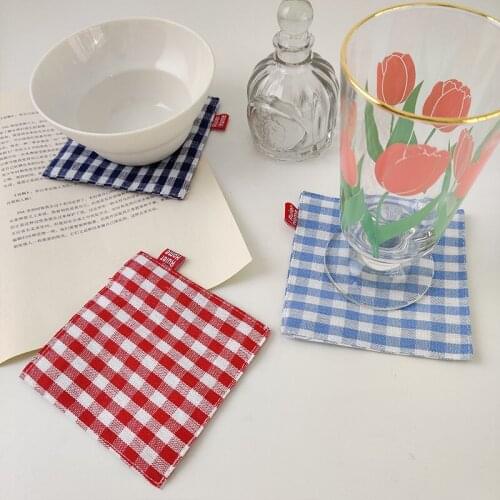 Korean Style Squire Drink Coasters Handmade Cotton Heat Resistant Pads Creative Cup/Pot Holder Place Mats Kitchen Supplies