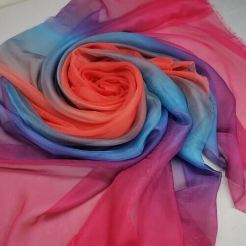 Rainbow Chiffon Cosplay Ombre Thin Summer Flowing Soft Silky Light DIY Dress Scarf Tencel Chiffon Fabric
