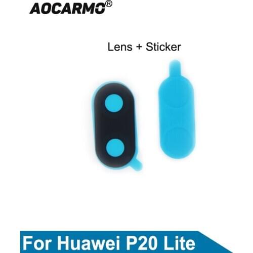 Aocarmo Rear Back Camera Lens Glass With Adhesive Sticker Replacement Part For Huawei P20 Lite