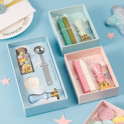 Macaron color Wax Seal Wax Particle Set Fire Paint Wax Gift Box Birthday Seal Envelope Stamp Wedding Invitation Wax Seal Stamp