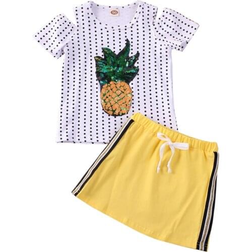 1-6Years Toddler Kid Baby Girl Top T-Shirt Summer Mini Skirt Dress 2Pcs Outfit Clothes