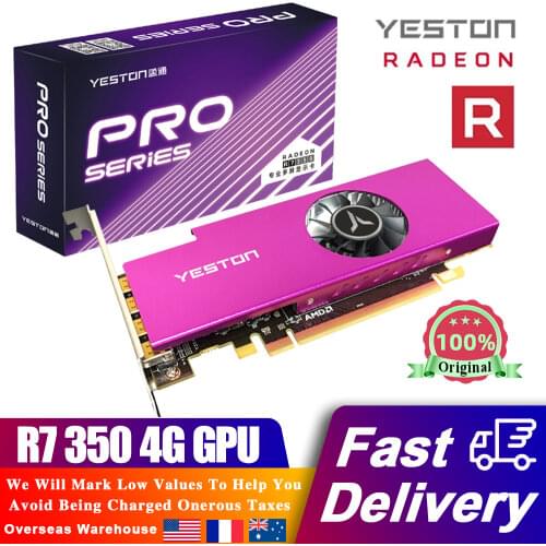 Yeston Graphics Card R7 350 4G D5 4MINIDP 4-screen Support Split Screen 4G/128bit/GDDR5 700/4500MHz with 4 MiniDP Ports