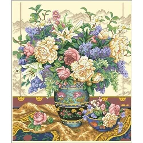 Oriental Vase patterns Counted Cross Stitch 11CT 14CT 18CT DIY Chinese Cross Stitch Kits Embroidery Needlework Sets
