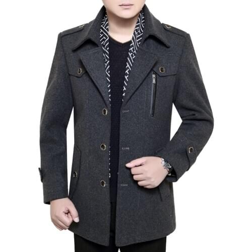 High Quality Wool Winter Mens Clothing Overcoats Slim Smart Casual Fashion Dress Coat Mens Clothing