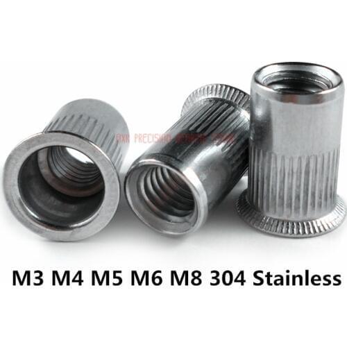 2021 20pcs M3 M4 M5 M6 M8 304 Stainless Steel Rivnut Small Countersunk Head Riveted Nuts Insert Nutsert Cap Rivet Nut Hw149