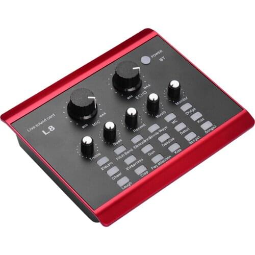 Smartphone Computer Live Sound Card Kit Voice Changer Device Audio Mixer with Wired Condenser Microphone Desktop Tripod Record