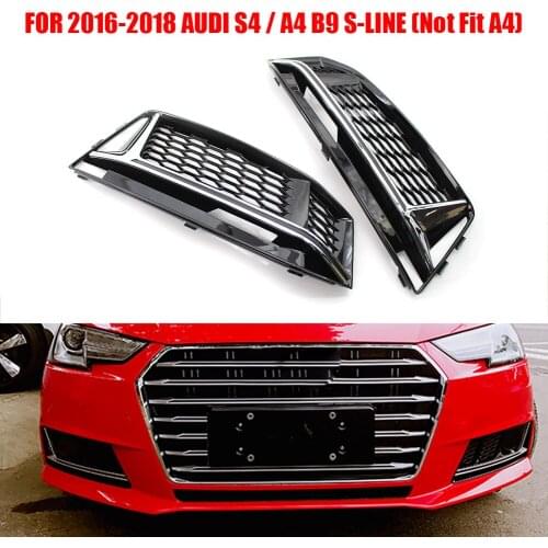 1pcs Modified Honeycomb Through-Hole Fog Lamp Frames Suitable for AUDI S4 A4 B9 S-Line 2016-2018 Chrome Front Fog Lamp Grille