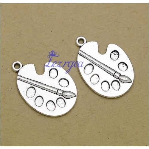 10pcs/lot--28x19mm, Antique silver plated palette Charms,DIY supplies,Jewelry accessories