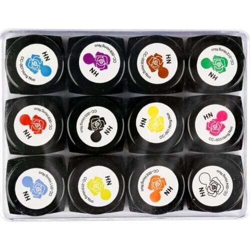 12Pcs Carve Patterns Varnish UV Gel 3D Bright Colors Sculpture Painting Gel Nail Polish Easy To Decoration