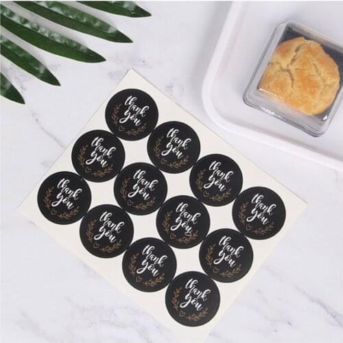 120pcs/lot Round Thank you Stickers Seal Labels Black Kraft Paper Stickers Seal Labels Stickers Decoration Material Escolar