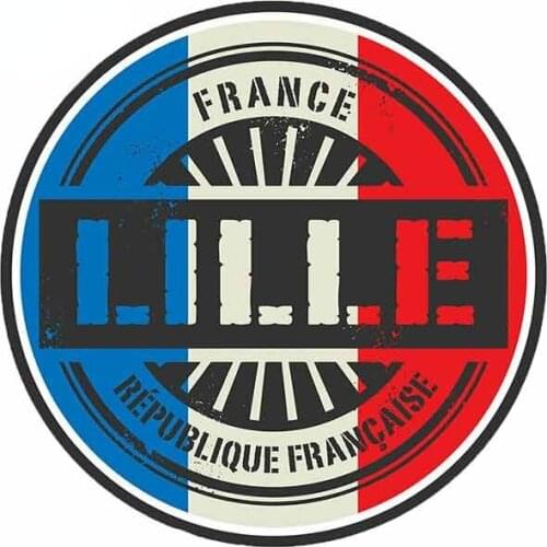 13cm x 12.9cm for Lille France French Flag Car Decal DIY Custom Printing Hip Hop Graffiti Sticker Fashion Decoration