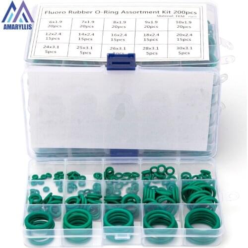 150-225PCS Fluorine Rubber FKM Sealing O-rings CS 1mm 1.5mm 1.9mm 2.4mm 3.1mm Green Gasket Replacements Kits OD 6mm-35mm S13