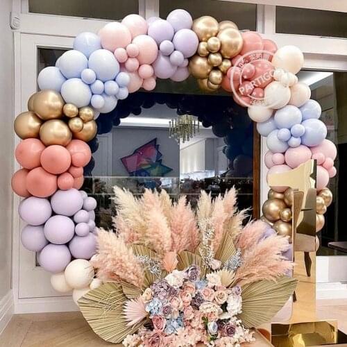 152Pcs Retro Pink Macaron Purple Blue Latex Balloons Garland Wedding Baby Shower 1st Birthday Party Decorations Kids Boy Girl