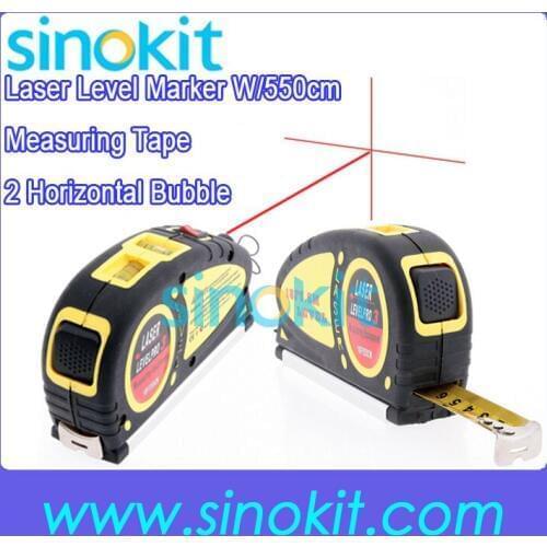 2 Horizontal Bubble Multifunctional Laser Level Marker 18 FT W/550cm Measuring Tape LV05