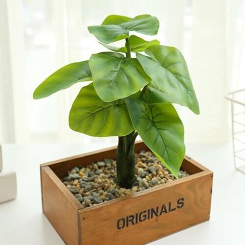 25cm Artificial Monstera Plants Tropical Mini Tree Branch Plastic Turtle Leaves Small Palm Plant Without Pot for Desk Home Decor
