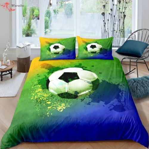 3D Football Bed Cover Nordic Queen Bedding Sets Single King Duvet Cover Set Soccer Teens Boy Man NO Bed Sheets Bedclothes 2/3Pcs