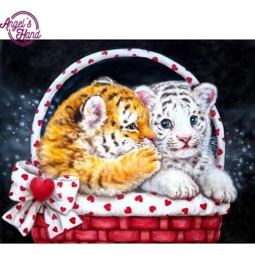 Diamond embroidery full drill Diamond painting tiger on basket 5d diy diamond painting Cross Stitch Rhinestone mosaic