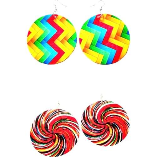 Free Shipping!Colorful Wooden earrings mixed 2 designs