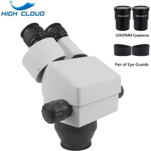 Binocular Microscope Magnification Continuous Zoom 7X-45X Stereo Microscope Head + WF10X/20mm Large Field Eyepiece for soldering