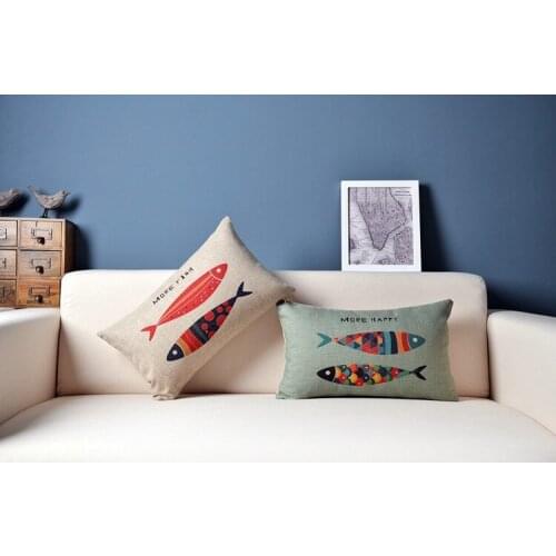 Decorative fish waist pillow cushion set nautical couch pillows pillowcases No Inner
