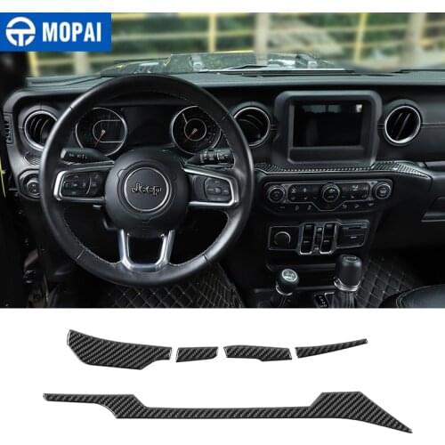 MOPAI Carbon Fiber Car Interior Center Console Decorative Stickers for Jeep Wrangler JL for Gladiator JT 2018+ Accessories