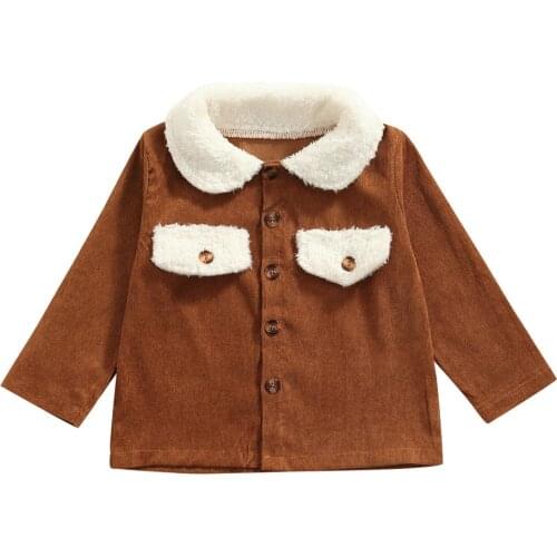 Kids Unisex Baby Girls Boys Children Contrast Color Coat, Loose Fit Long Sleeve Lapel Neck Button-up Jacket Winter Warm Top 2-7T