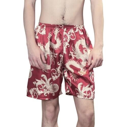 Mens Pajama Shorts Silk Summer Panties Home Service Breechcloth Bottoms Hot Sale Printing All-Match Comfortable Wear Outside