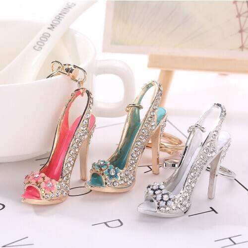 Elegant Crystal Purse Car High Heel Shoe Key Chain Keychain Rhinestone Girl Bag Decorative Alloy Keyring Key Holder