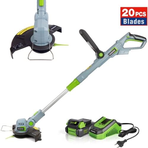 WORKPRO 20V Electric Lawn Mower 2000mAh Li-ion Cordless Grass Trimmer Auto Release String Cutter Pruning Garden Tools