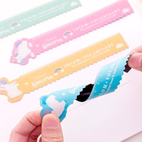 Ellen Brook 1 Pcs Kawaii Pig Unicorn Folded Plastic Ruler Measuring Straight Ruler Tool Student Gift Stationery