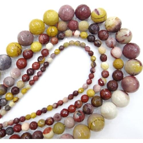 Natural Stone Faceted Mookaite Egg Yolk Round Loose Beads 6 8 10 12 MM Pick Size For Jewelry Making Diy Bracelet Necklace