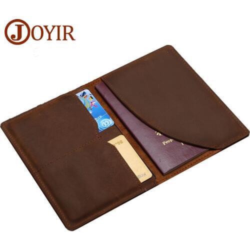 Joyir Genuine Leather Men Passport Cover Passport Holder Travel Wallet Card Wallet Credit Card Holder Porte Carte Business Male