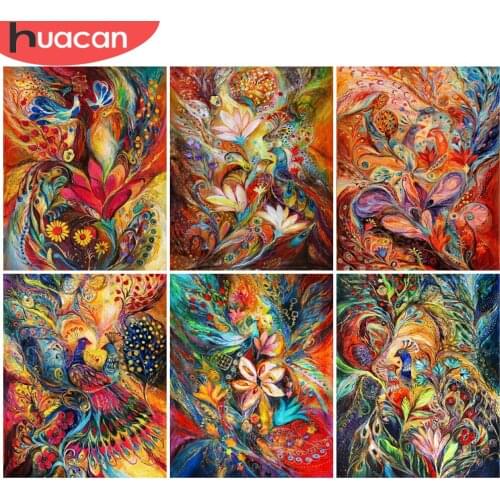 HUACAN DIY Picture By Numbers Peacock Wall Art On Canvas Unique Gift Oil Painting By Numbers Animal Childrens Room Decor