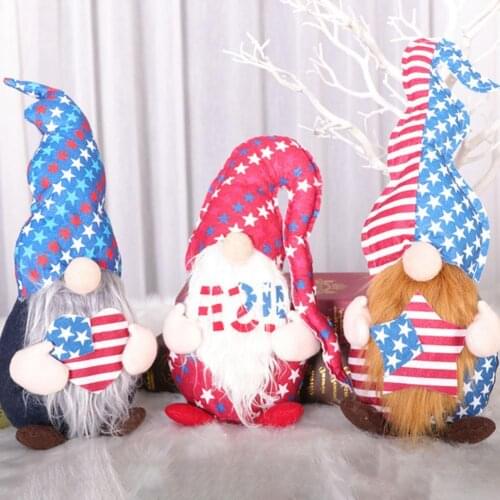 Creative Plush Doll Five-pointed Star Pattern Decorative Exquisite Faceless Gnomes Old Man Doll for American Independence Day