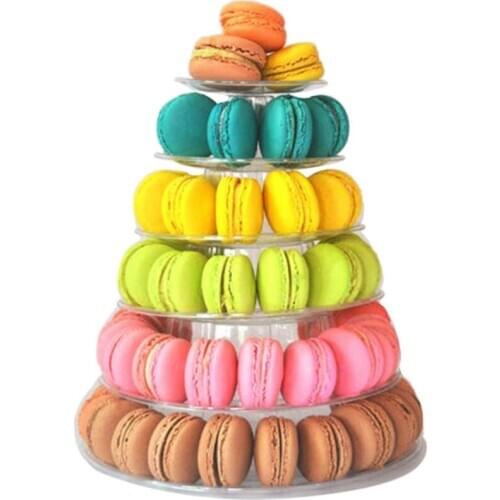 Round 6 Tier Macaron Tower Cake Stand Cupcake Macaroons Display Rack Holder Tools Wedding Decoration Easter Party Supplies