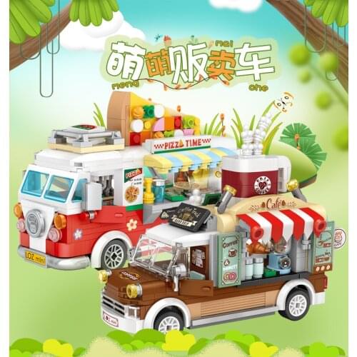 LOZ Mini Blocks City Street view selling trucks fruit/icecream/coffee/pizza shop learning I-Interactive Assemble Toys Brinquedos