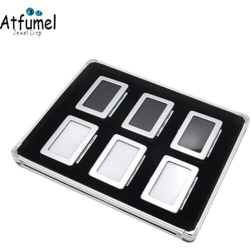 New Metal Diamond Jewelry Display Box Tray Metal Stone Box Coin Gem Diamond Ring Jewelry Storage Organizer Case Pendant Gift Box