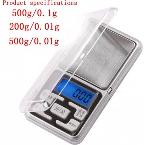 Mini Digital Pocket Scale 0.01g/0.1g 100/200/300/500g High Accuracy Backlight Gram Weight Pocket Scale For Jewelry Kitchen