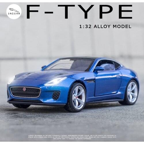 Diecast Alloy 1:32 Car Model Miniature Jaguar F-Type Fastback Metal Vehicle Pull Back Sound&Light for Childrens Gifts Xmas Toys