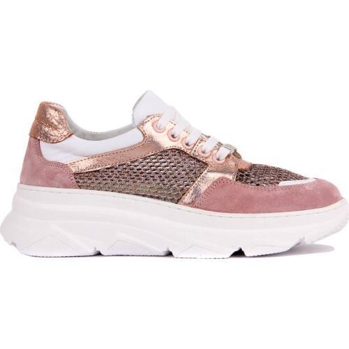 Moxee-Pink White Suede Women Sneakers Daily Casual Shoes