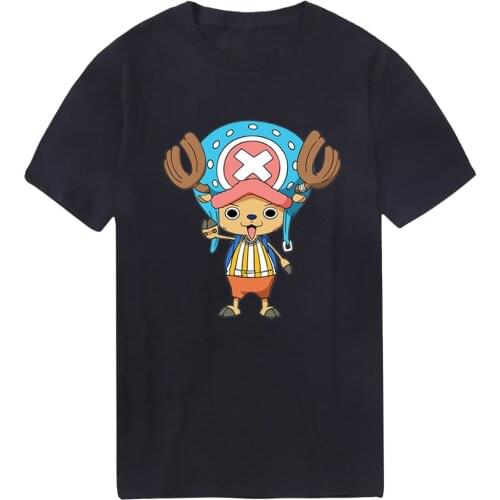 One Piece Harajuku T-shirts Men Print O-Neck Tony Chopper Tshirts Punk Style Outdoor Male Cosplay Tees Top Loose Homme Camiaetas