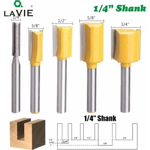LA VIE 5pcs 1/4 Shank 6.35mm Straight Knife Dado Router Bit Set Trimming Milling Cutter For Woodworking Bits Cutting MC01033