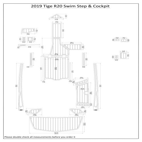 2019 Tige R20 Swim Step & Cockpit Pad Boat EVA Teak Decking 1/4" 6mm