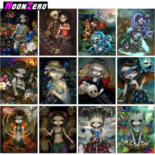 2019 New Full Square Round 5D Diy Diamond Painting Cross Stitch Big Eye Girl 3D Embroidery Mosaic Hell Angel Home Decor