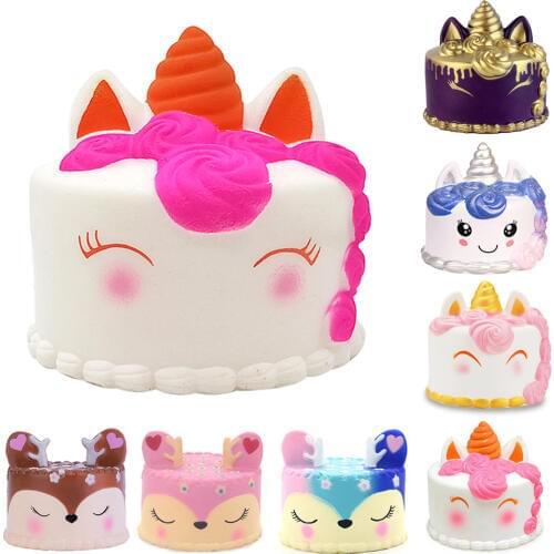 2020 New jumbo Squishy Galaxy Cute Kawaii Unicorn Antler Cake Squishies Slow Rising Cream Scented Squeeze Toy Phone Strap Drop