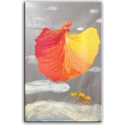 Original oil painting Dancing goldfish painter original paintings decoration painting Custom-made oil painting 16110703