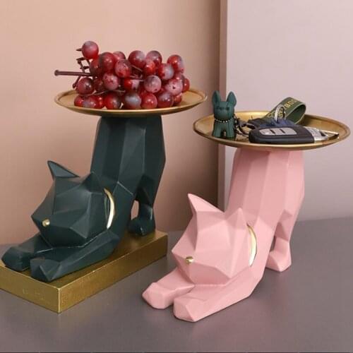 Cat Storage Tray Sculpture Artware Statue Home Decoration Centerpiece Animal Lover Home Sculp Craft Phone Holder Watch