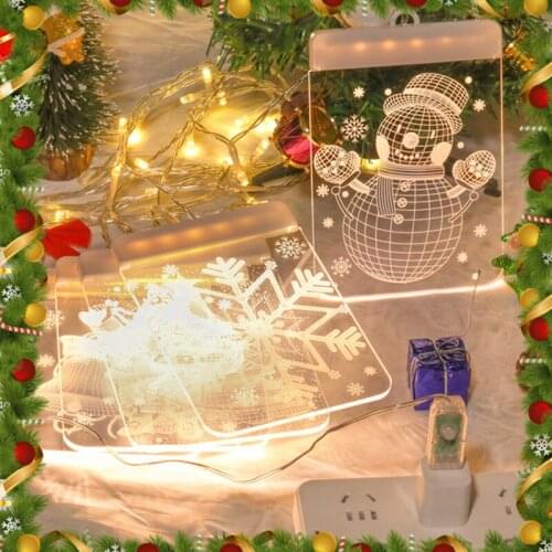 Hanging Christmas Light Adhesive 3D Visual Effect Acrylic LED Ornament Festival Themed Night Light for Party Home TS2