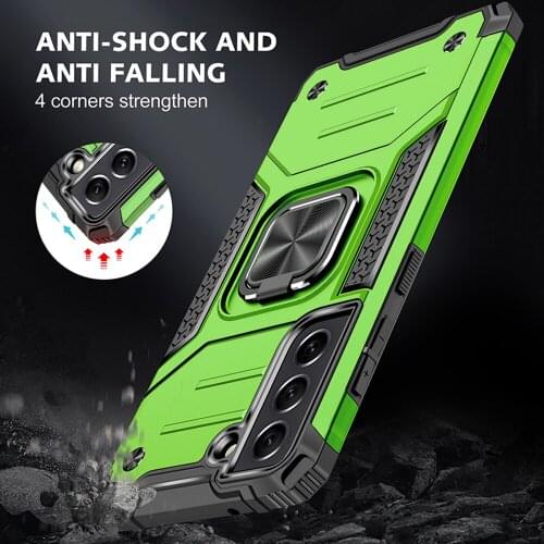 Drop resistance Rugged Case For Samsung Galaxy S21 FE Armor Fall resistant impact Shock proof Shield Car Magnetic Cover