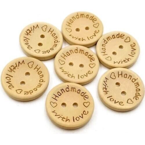 New 100 Buttons Natural Wood Round Shape With 2 Holes Sewing Stitching Knit Haberdashery - 20mm